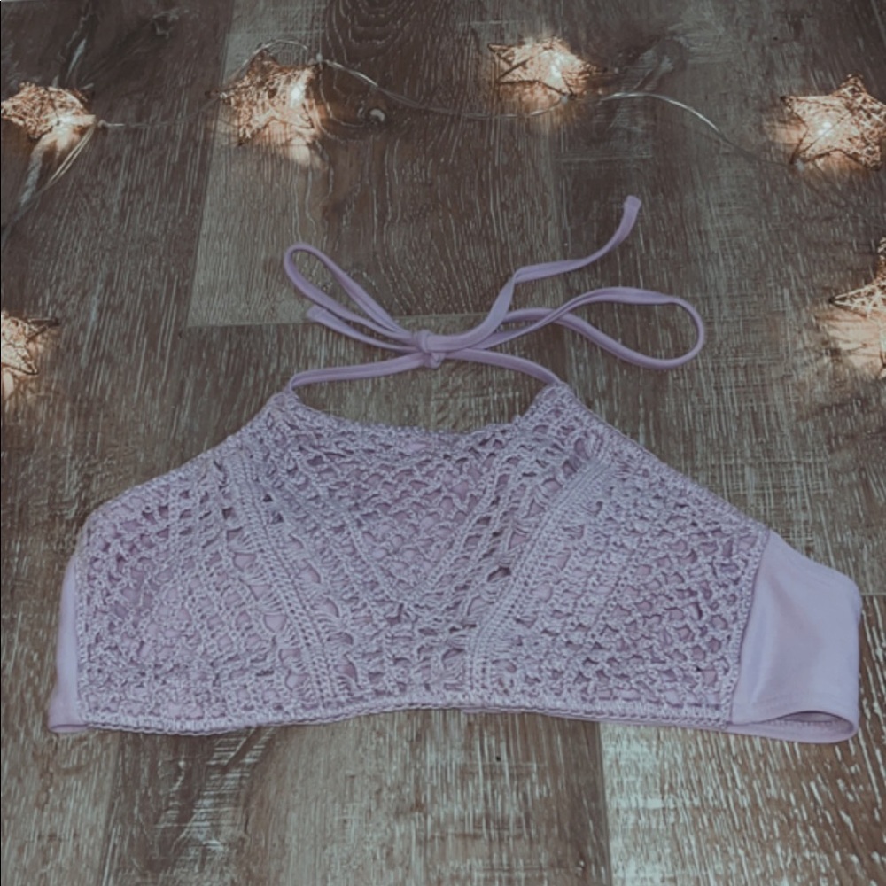 Crochet harness lavender swimsuit top with awesome quality!